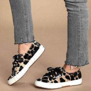 Superga FANVELWET Leopard Velvet Sneakers Size 41.5 Us 10